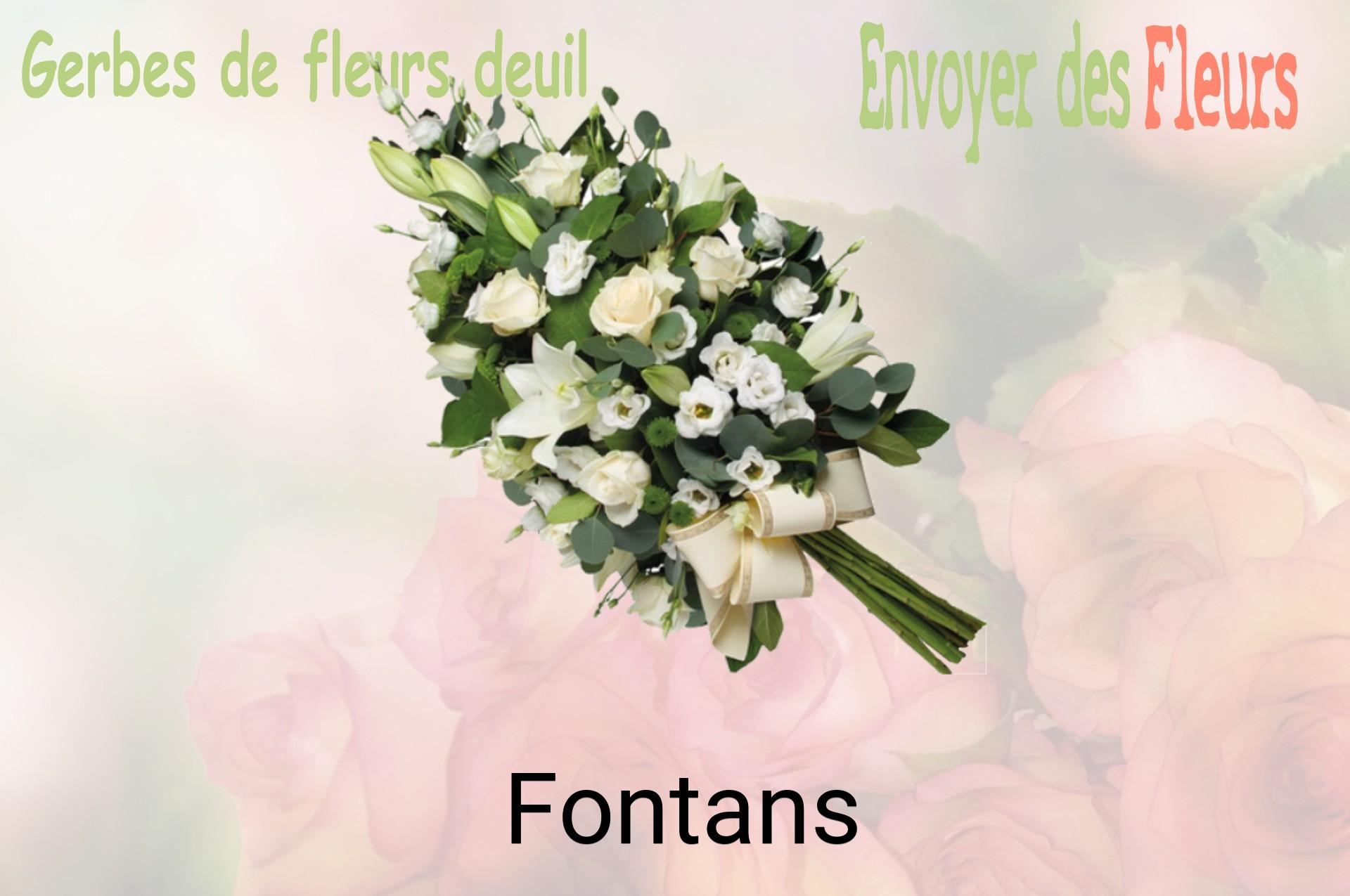 Gerbe de fleurs de deuil livrée à Fontans